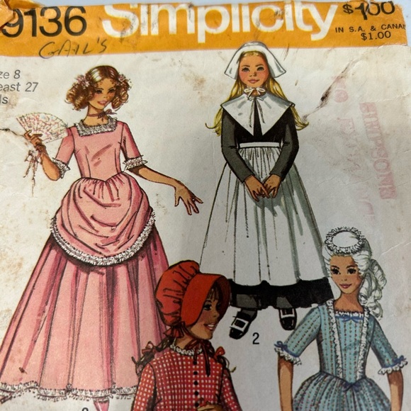 4/$50 simplicity 9136 Vintage Style Kids Costume Set - Red and Blue 🪡 - Picture 4 of 7